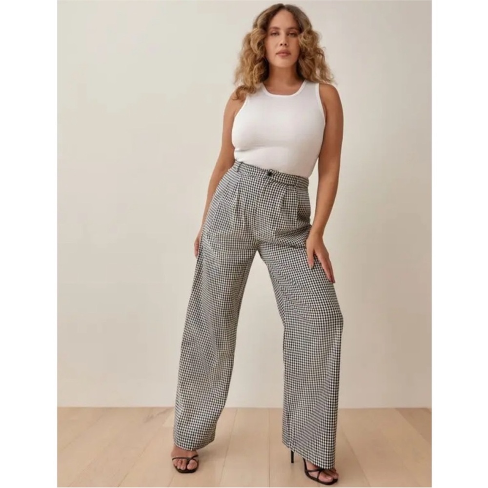 Reformation Mason Vesta Pant Gingham Black/White